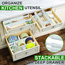 Load image into Gallery viewer, Bamboo Kitchen Drawer Dividers 16.75-21.5in (White)
