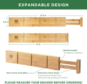 Bamboo Kitchen Drawer Dividers 11.75-17in (Neutral)