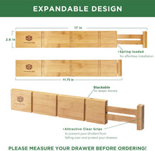 Load image into Gallery viewer, Bamboo Kitchen Drawer Dividers 11.75-17in (Neutral)
