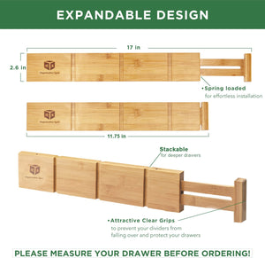 Bamboo Kitchen Drawer Dividers 11.75-17in (Neutral)