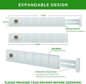Bamboo Kitchen Drawer Dividers 16.75-21.5in (White)